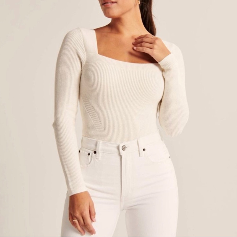 Abercrombie Bodysuit White Sweater